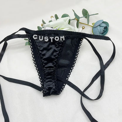 Custom Thongs Bra Sets Bikini With Embroidery Letters Name Personality String Sexy Panties Y2k Hotwife Underwear Pink Swimsuit