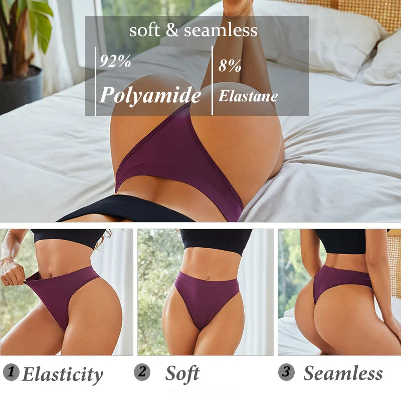 3PCS Seamless Women's Lingerie Female Thongs Sexy Underwear Low-Rise Underpant Women's Panties Intimates Bikini Briefs S-XL