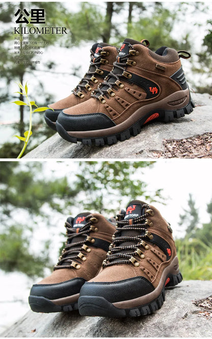 Outdoor Waterproof Hiking Boots Men's Women's Spring And Autumn Hiking Wear-resistant Mountain Sports Boots Hunting Sports Shoes