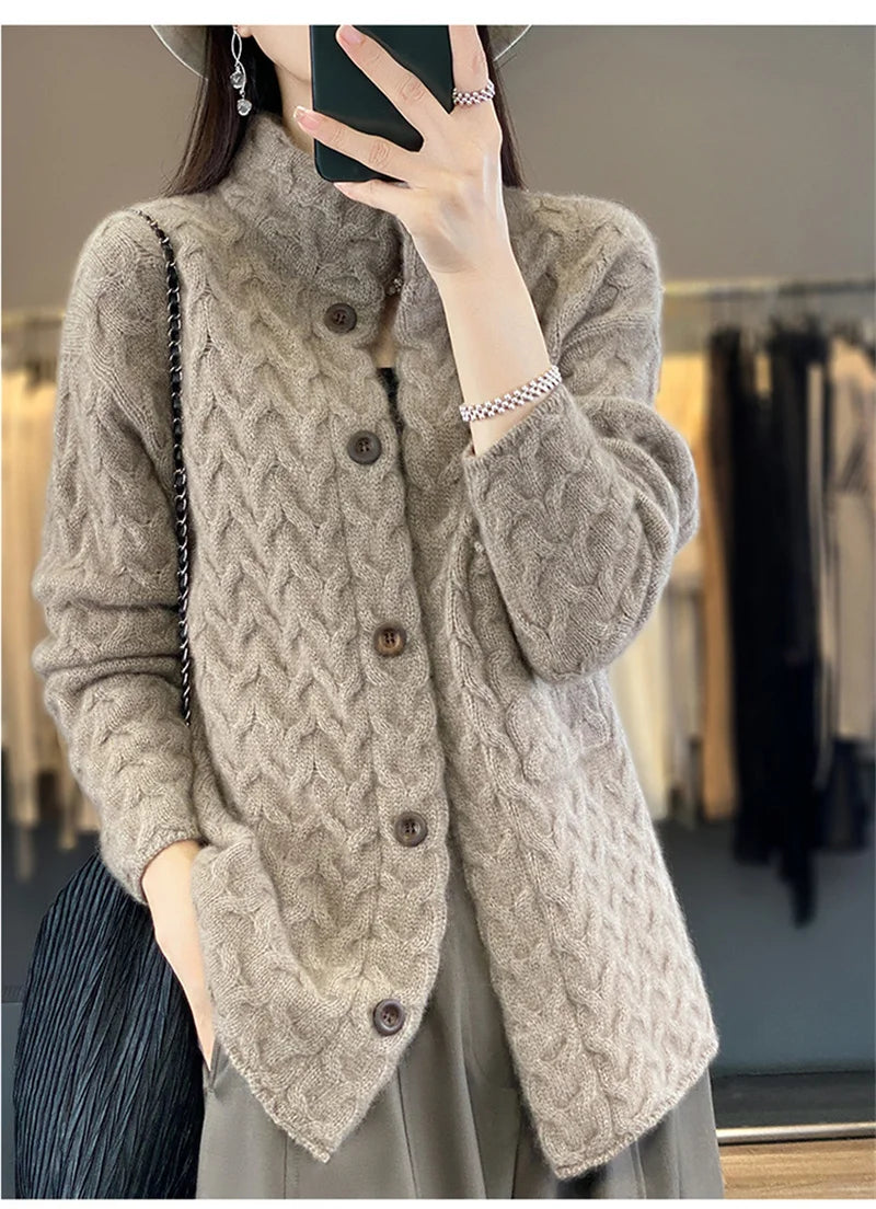 2024 Autumn Winter New Korean Cardigan Long Sleeve Jacket Women Loose Casual Thicken Knitted Sweater Coat Female Tops Ladies