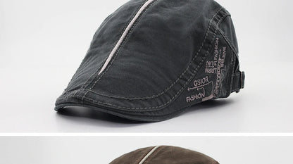 Men Beret Fashion Cotton Letter Flank Embroidery Cap Casual Soft Top Retro Literary Forward Caps Driver Hat Peak Berets