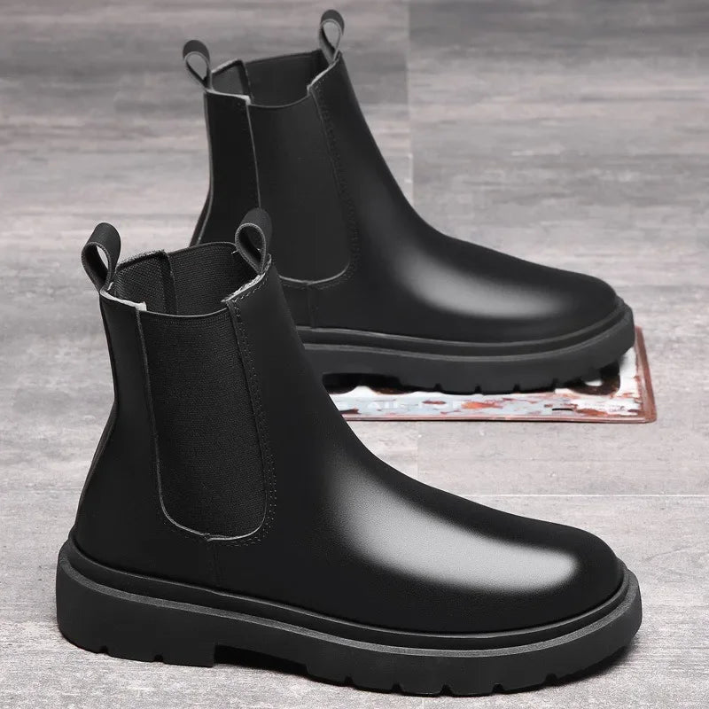 Autumn New Chelsea Boots for Men Black Men Boots Fashion Winter Slip on Ankle Boots Retro Motorcycle Booties botas para hombre