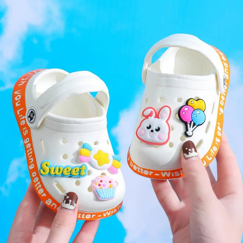 Summer Kids Sandals Hole Children's Shoes Slippers Soft Anti-Skid Cartoon DIY Design Hole Baby Shoes Sandy Beach For Boys Girls style 1