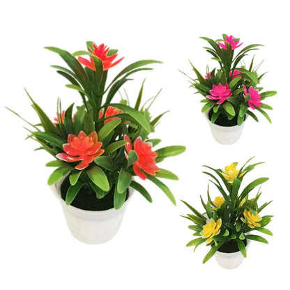 Artificial plant Fake Flower with VaseLotus Flower Potted Plant Bonsai Wedding Party Garden Home Decor Artificial Flower