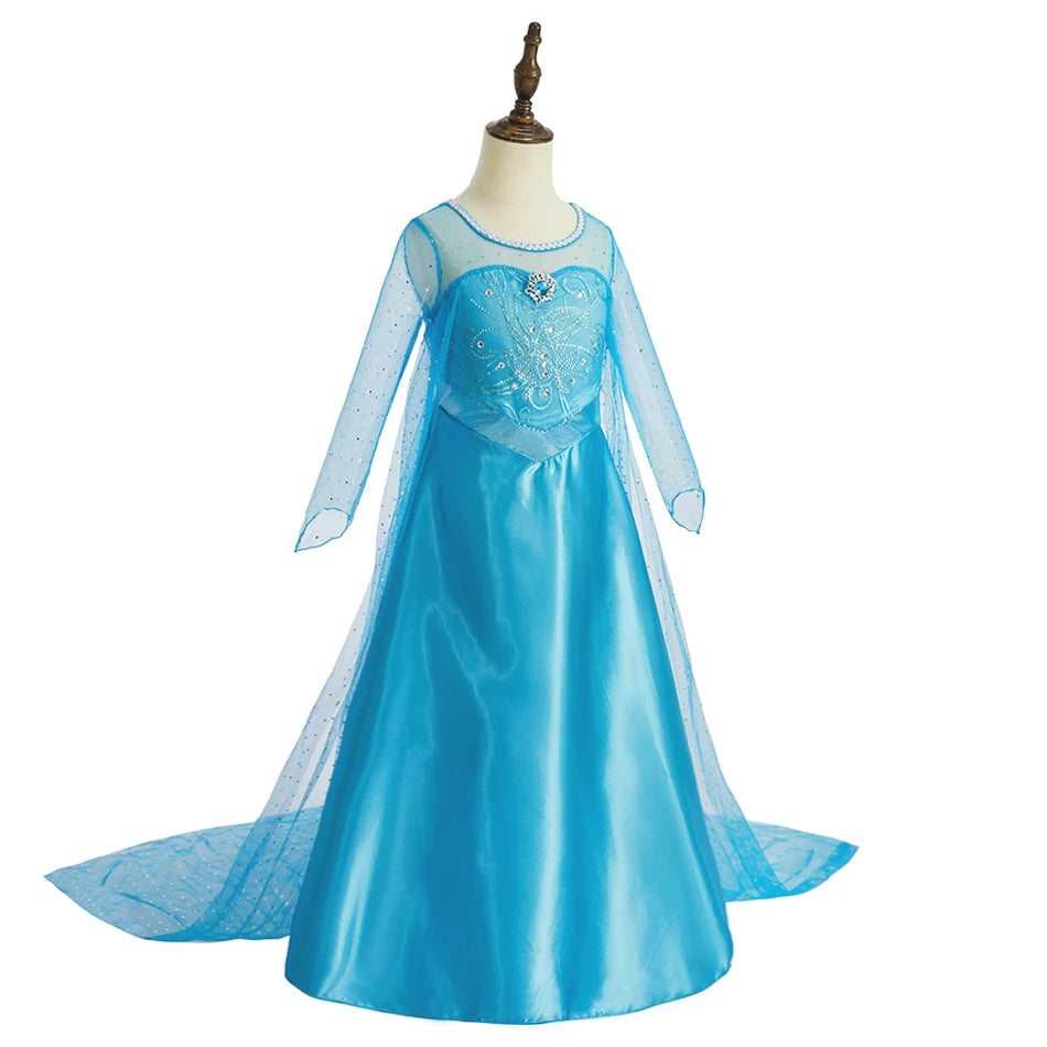 Girls Princess Dresses Children Elsa Birthday Fancy Gown Kids Snow Queen Dance Blue Clothes Christmas Kids Cosplay Dresses