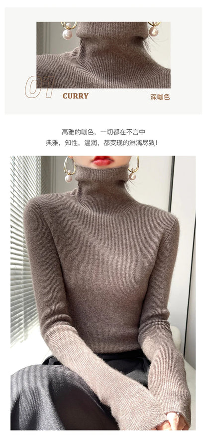 2022 Autumn Winter Cashmere  Sweater Women's Pullover Turtleneck  Casual Fashion Pure Color Cashmere sweater women