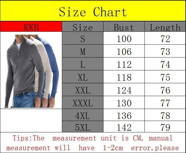 Men's Autumn Solid Color Jumper Half Zipper Casual Sweater Slim V-neck Long Sleeve Men's Sweatshirt Winter Shirt