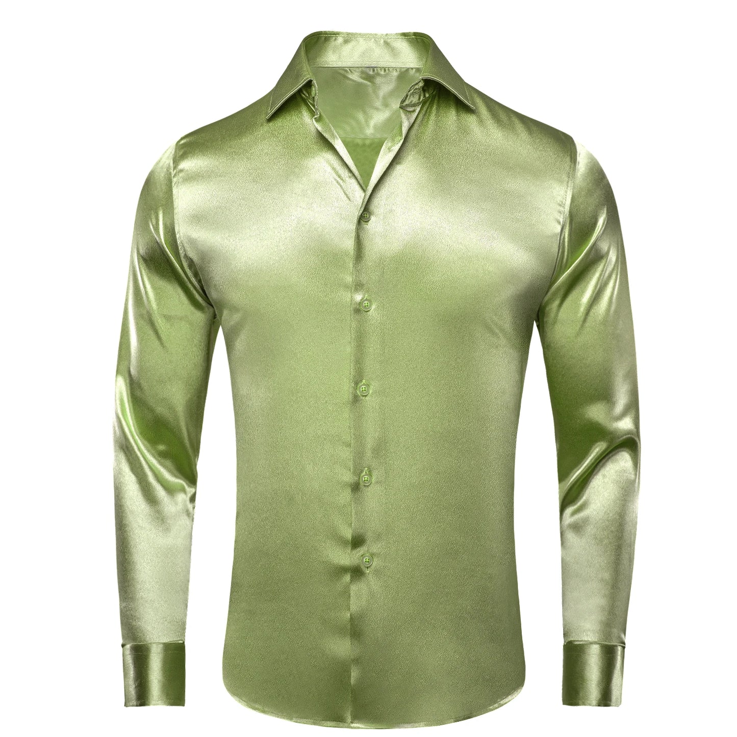 Hi-Tie Gold Luxury Mens Shirts Silk Jacquard High Quality Long Sleeve Lapel Shirt Casual Formal for Male Wedding Business Gifts