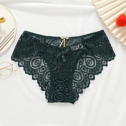 Women's Lace Panties New Sexy Underwear Female Low-Rise Bragas Mujer Cotton Crotch Breathable Lace Panty Culottes Femme green 1pc