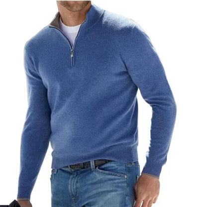 Men's Autumn Solid Color Jumper Half Zipper Casual Sweater Slim V-neck Long Sleeve Men's Sweatshirt Winter Shirt