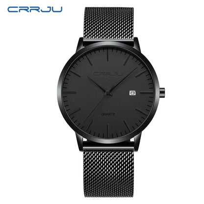 CRRJU Watch for Men, Stainless Steel 40mm with Mesh Strap Mens Watches,Classic Ultra Slim 7mm Men's Wrist Watches Automatic