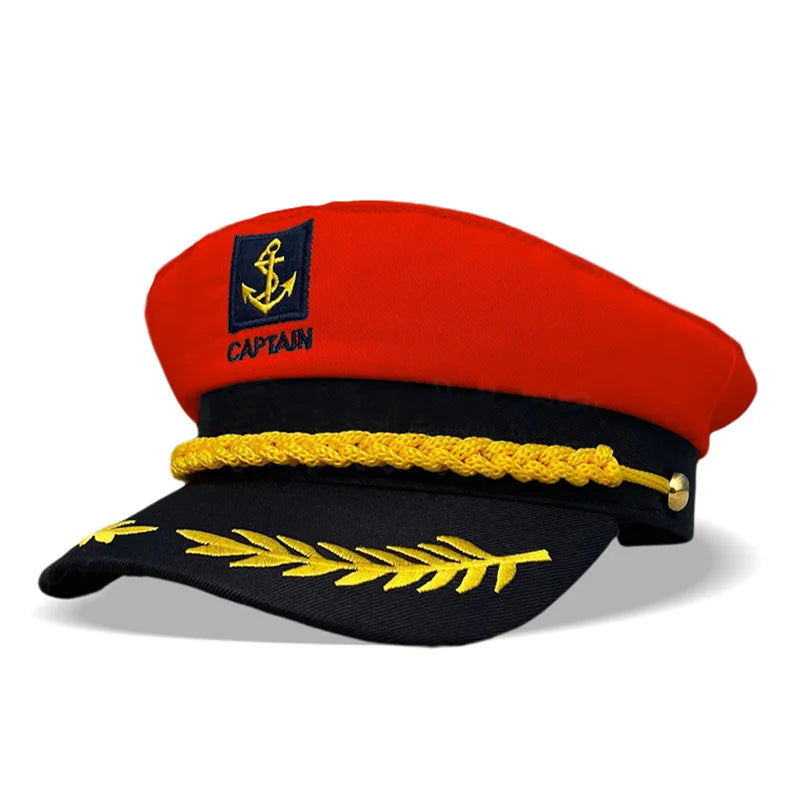 Adult Yacht Sailor Captain Hat Adjustable Men's and Women's Party Hat Makeup Ball Dressing Event Excellent Stylish Accessories Red Yacht Hat One Size