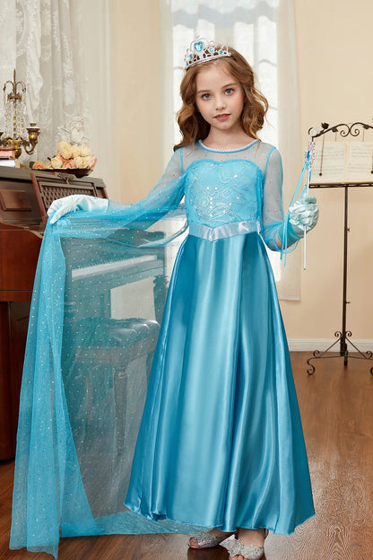 Girls Princess Dresses Children Elsa Birthday Fancy Gown Kids Snow Queen Dance Blue Clothes Christmas Kids Cosplay Dresses