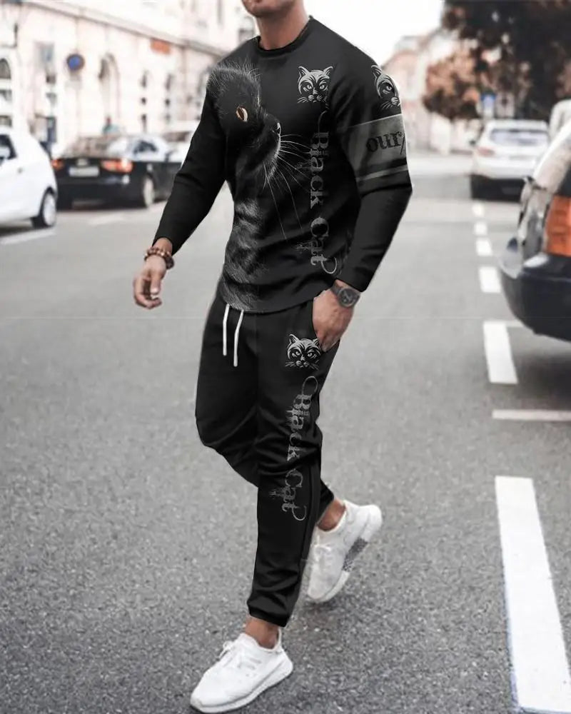 The Lion 3d Printed Men's Round Neck Tracksuit Sets Casual Long Sleeve Pants 2pcs Sets Oversized Pullover Fashion Men Clothing HHTZZ2D2315135