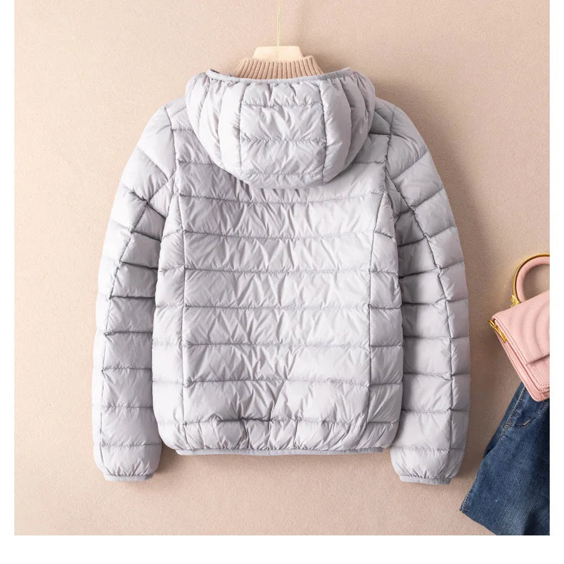 Women Autumn Down Jacket 2022 New Arrivals  90%  White Duck Down Ultra Light Fashion Hooded Keep Warm  Puffer Jacket