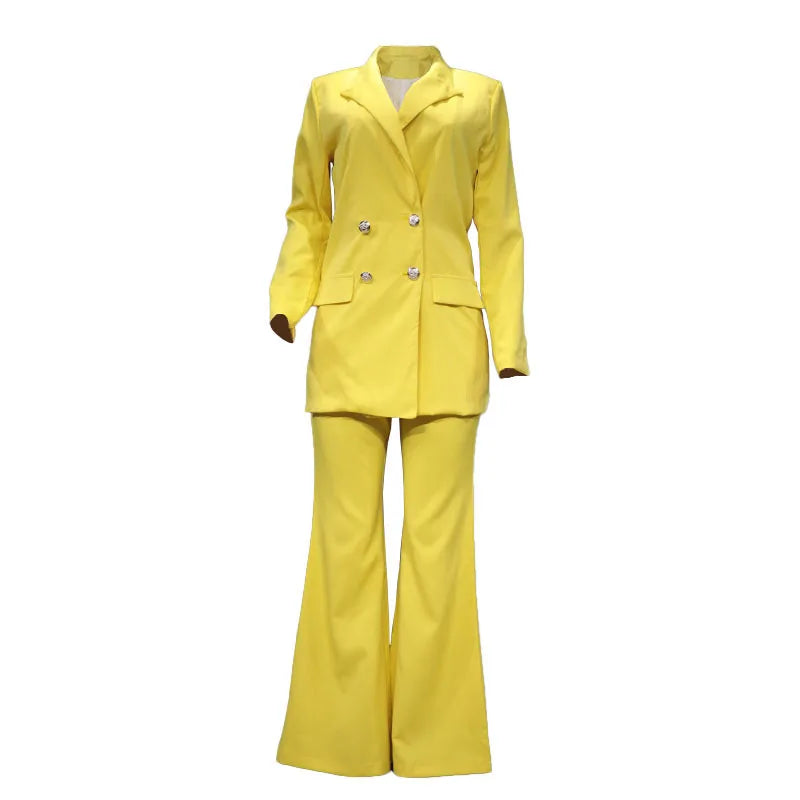 Women's Clothing 2023 Autumn New Solid Color Casual Suit Wide-leg Pants Suit Two-piece Suit Ensemble Femme 2 Pièces été