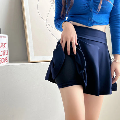 Women's Basic Skirt Summer Shorts Skirt Fashion Versatile School Pleated Casual Mini Skater Plus Size 4XL Fluffy Flared Skirt