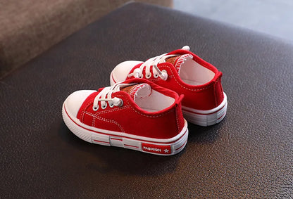 2022 Spring New Kids Canvas Shoes for Boys Solid Red Light School Casual Shoes Girls Non-slip Fashion Children Unisex Sneakers