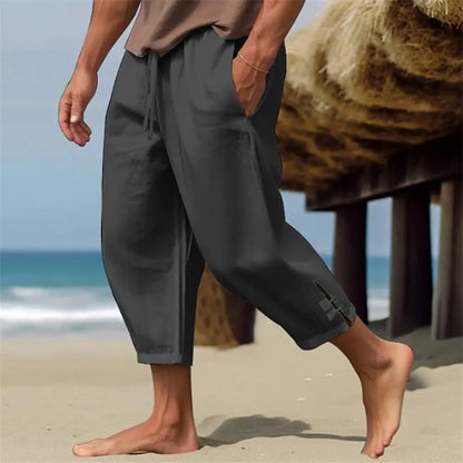 2024 Linen Pants For Men Baggy Large Pocket Bandage Oversize Trousers Loose Harem Casual Pants Male