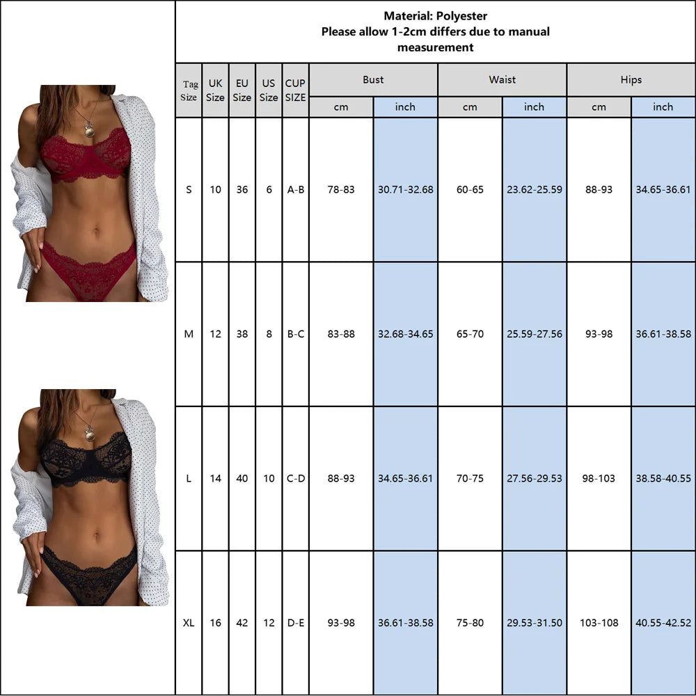 Lingerie Women's Underwear Set Sexy Mesh Eyelash Lace Erotic Lingerie Suit Female Hollow Push Up Bra Brief Sets Exotic Apparel