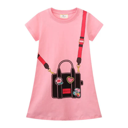 Jumping Meters New Arrival Summer Girls Dresses Bag Print Hot Selling Baby Summer Frocks Cotton Clothes Frocks Party Birthday T67287 CHINA