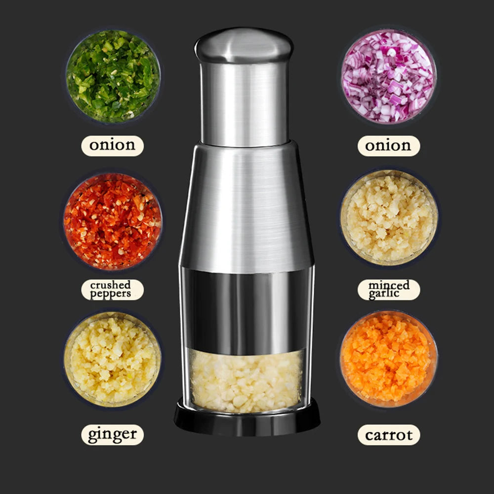 Onion Chopper 304 Stainless Steel Hand Pressure Garlic Cutter Chop Tomato Crusher Fruit Vegetable Tools Home Kitchen Gadgets Black B