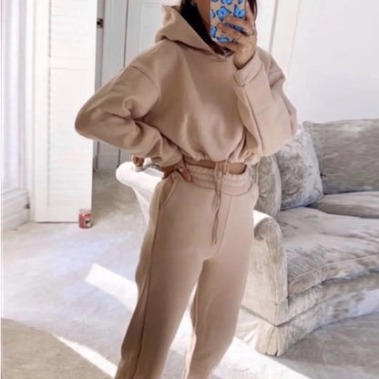 Women's Long-Sleeved Sports Suit Casual Waist Wear Fashion Trend Two-Piece Set