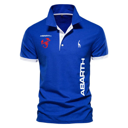 Brand New men's POLO shirt summer cotton men's shirt abarth logo print Color matching fashion hip-hop men's POLO shirt t shirt Blue