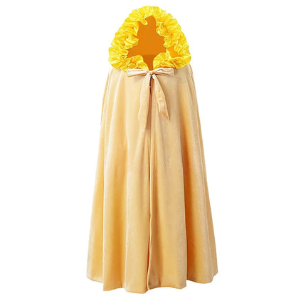 Girls Dress Belle Costume Kids Halloween Carvinal Fancy Cosplay Belle Clothes Children Wedding Party Flower Printing Dress 3-10Y