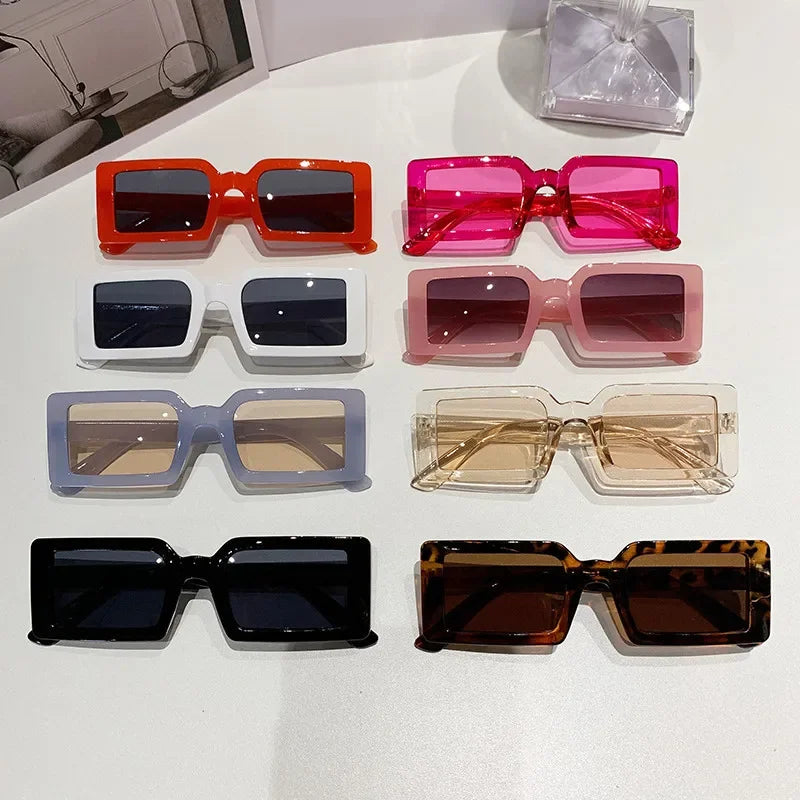 Women's Vintage Rectangle Sunglasses New Trend Summer Outdoor Travel Shades Eyewear Unisex UV400 Sun Glasses Oculos De Sol