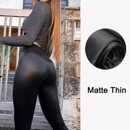 Black Leather Leggings Skinny Sexy Casual Pants Spandex Stretchy Legging Femme PU High Waist Leggings Women Push Up Leggins 4XL Matte Thin