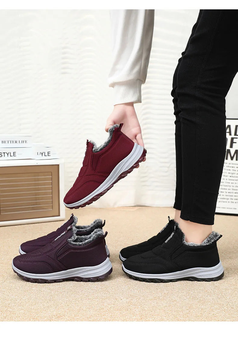 Women's Winter Slip On Walking Shoes Fashion Lightweight Running Shoes For Women Workout Warm Casual Non Slip Sneakers