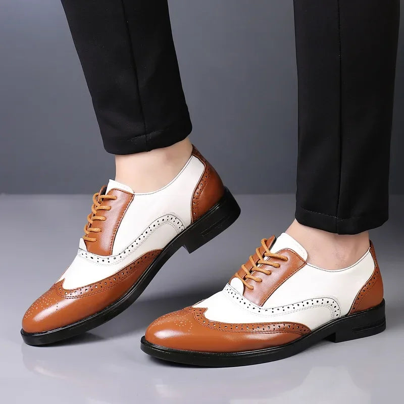 Classic Men Dress Shoes Lace Up Shoes for Men Plus Size Point Toe Business Casual Comfortable Men Formal Shoes for Wedding