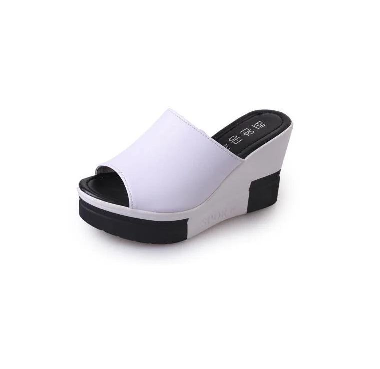 2023 Fashion Flip Flops Women shoes Slippers Platform Summer Shoes Open Toe Wedges Sandals Ladies Shoes women Plus Size 35-40 WHITE