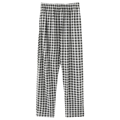 Men’s 100%Cotton Plaid Pajama Long Sleeping Pants Male Casual Loose Trousers Loungewear Cozy Breathable Sleep Bottoms Nightwear B