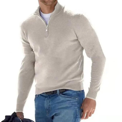 Men's Autumn Solid Color Jumper Half Zipper Casual Sweater Slim V-neck Long Sleeve Men's Sweatshirt Winter Shirt