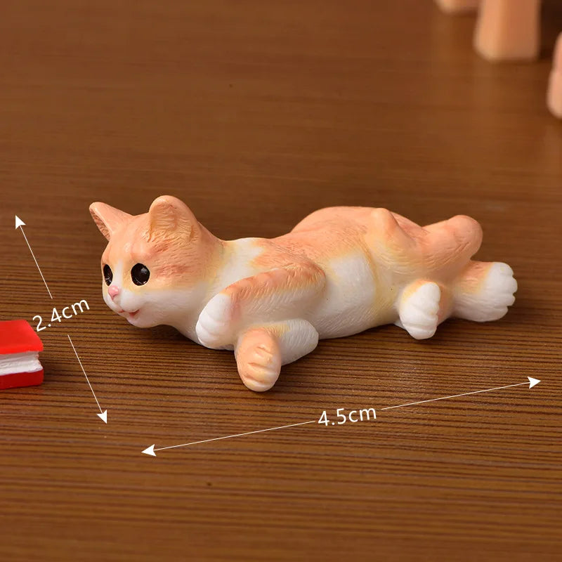 Cute Figurines Miniature Cartoon Animal Cat Resin Ornament Micro Landscape Kawaii Desk Accessories For Decoration Home Kids Gift 1PC 3 CHINA