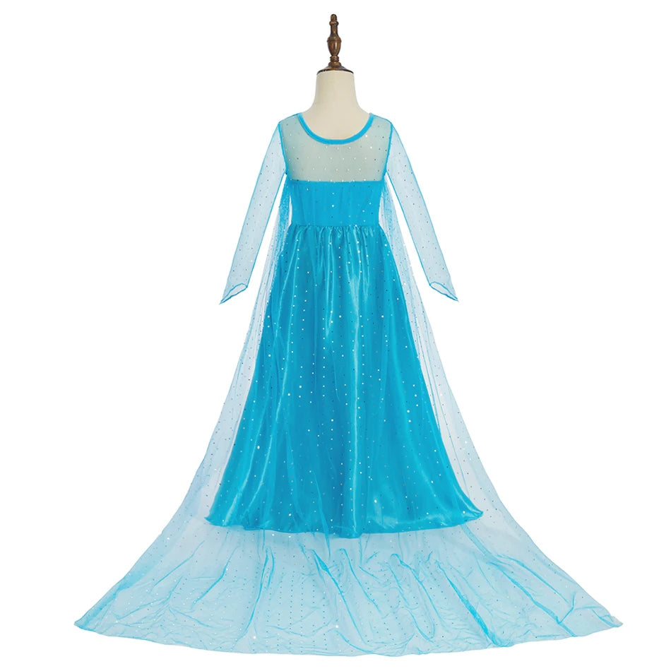 Girls Princess Dresses Children Elsa Birthday Fancy Gown Kids Snow Queen Dance Blue Clothes Christmas Kids Cosplay Dresses