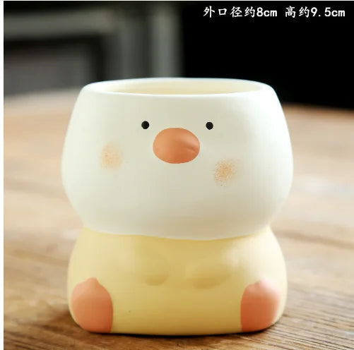 Cute Penguin/Frog/Pig/Polar Bear/Cat Ceramic Flower Pot Small Cartoon Planter Succulent Pots Bonsai Cactus Pot Home Garden Decor 2