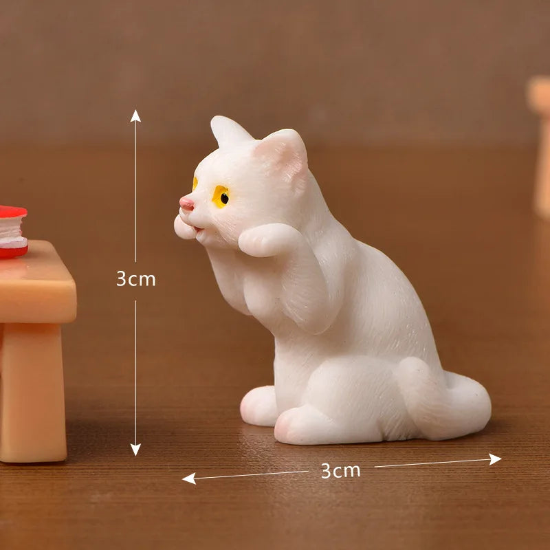 Cute Figurines Miniature Cartoon Animal Cat Resin Ornament Micro Landscape Kawaii Desk Accessories For Decoration Home Kids Gift 1PC 6 CHINA