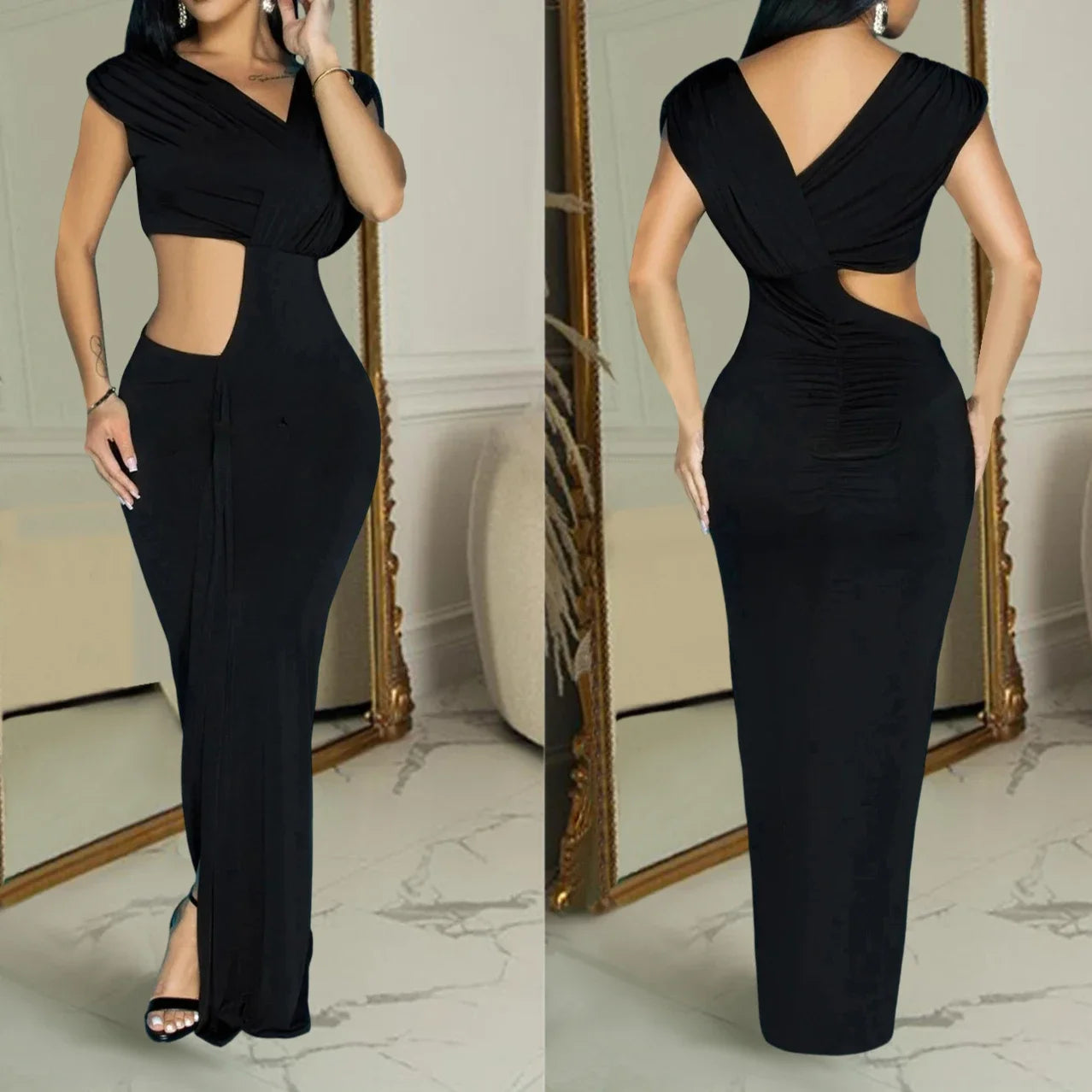 Sexy Split Elegant Dress Women For Wedding Party Cocktail Prom Dress Hollow Out Christmas Long Ready Formal Evening Dresses HX89