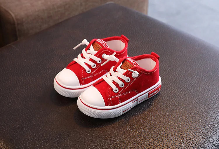 2022 Spring New Kids Canvas Shoes for Boys Solid Red Light School Casual Shoes Girls Non-slip Fashion Children Unisex Sneakers