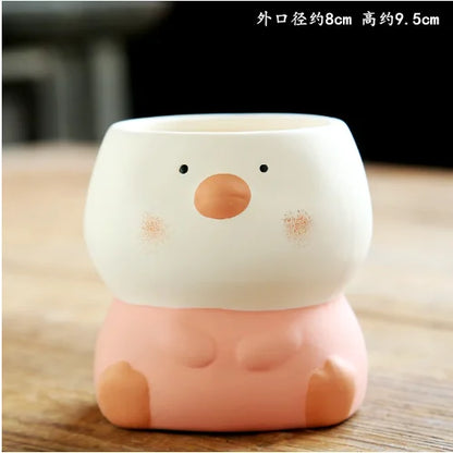 Cute Penguin/Frog/Pig/Polar Bear/Cat Ceramic Flower Pot Small Cartoon Planter Succulent Pots Bonsai Cactus Pot Home Garden Decor 1