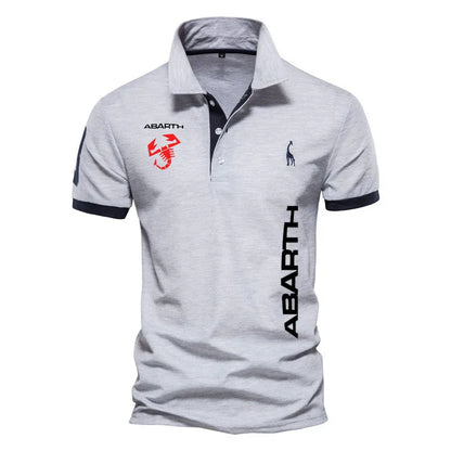 Brand New men's POLO shirt summer cotton men's shirt abarth logo print Color matching fashion hip-hop men's POLO shirt t shirt