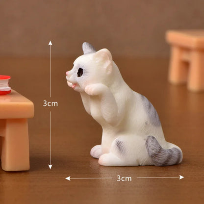 Cute Figurines Miniature Cartoon Animal Cat Resin Ornament Micro Landscape Kawaii Desk Accessories For Decoration Home Kids Gift 1PC 2 CHINA