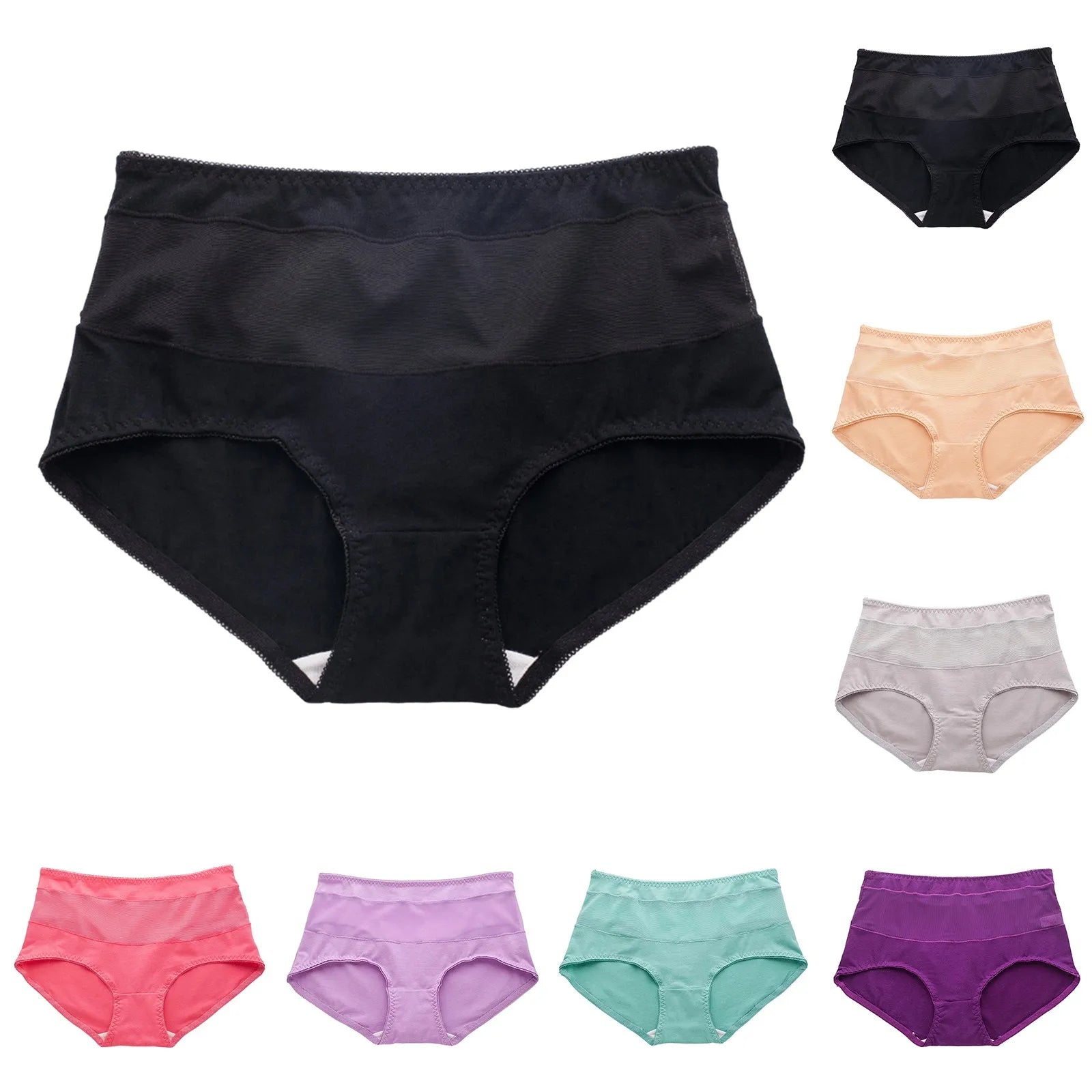 Push Up Ladies Cotton High Waist Hip-Lift Sexy Panties High-Elasticity Mesh Seamless Lace Triangular Women Plus Size Underwear