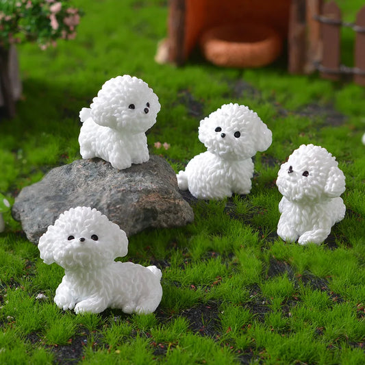 Figurines Miniatures Cute Dog White Bichon Frise Micro Landscape Ornaments For Home Decorations Decor For Room Desk Accessories