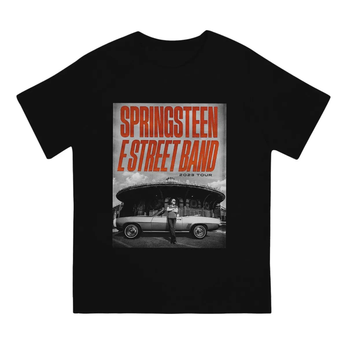 Poster T Shirt Men's 100% Cotton Novelty T-Shirts Crewneck Bruce The E Street Band Springsteen Tee Shirt Short Sleeve Tops