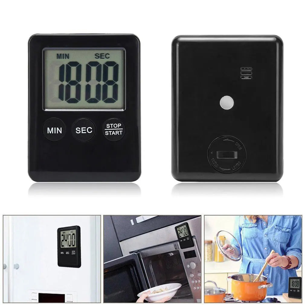 Kitchen Timer Electronic LCD Digital Screen Cooking Baking Clock Alarm Count Up Countdown Stopwatch Clocks Kitchen Gadget Tool