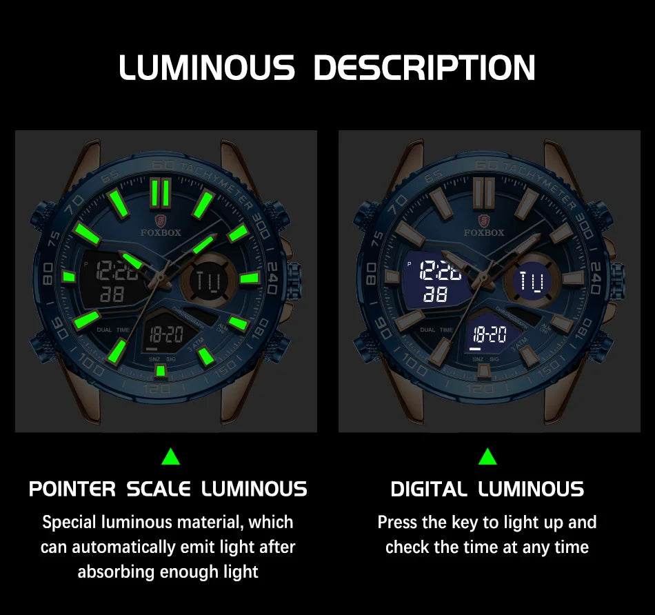 LIGE Quartz Wrist Watches for Men Fashion Military Analog Digital Watch Men Sport Waterproof Dual Display Watch Men Reloj Hombre